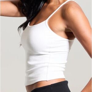 White ribbed tank (built in bra) (non see thru)